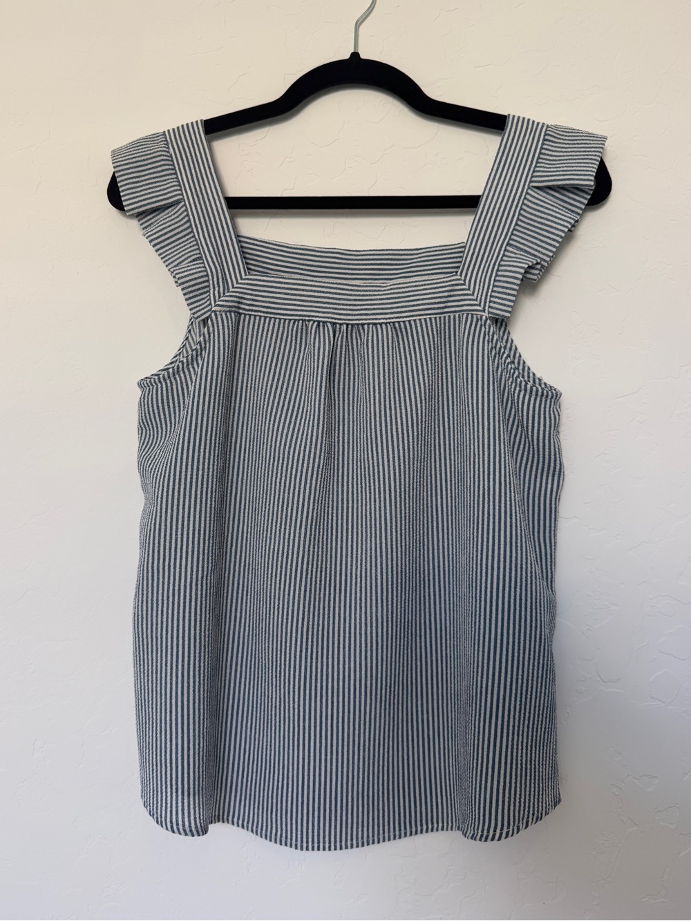 Monteau Blue and White Striped Tank Top | Small